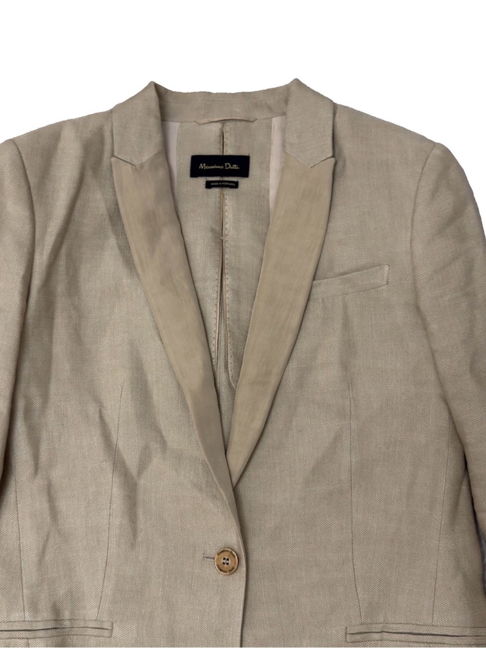 Massimo Dutti Beige Linen Blend Blazer Jacket Women's Size US 8 / MEX 30